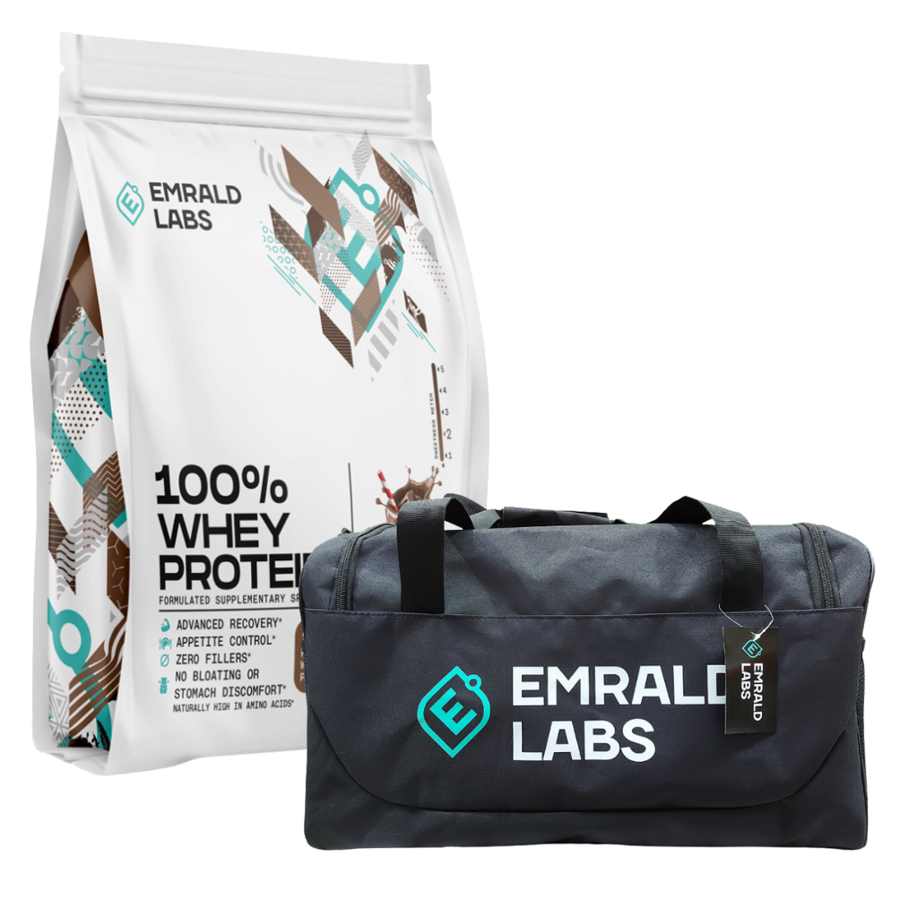 100% Whey Protein 4.5kg Plus Free Duffle Bag | Emrald Labs