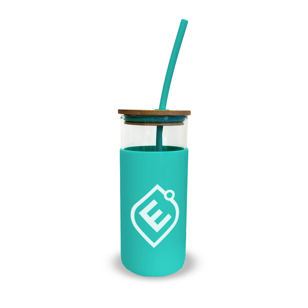 Glass Tumbler with Straw Emrald Labs